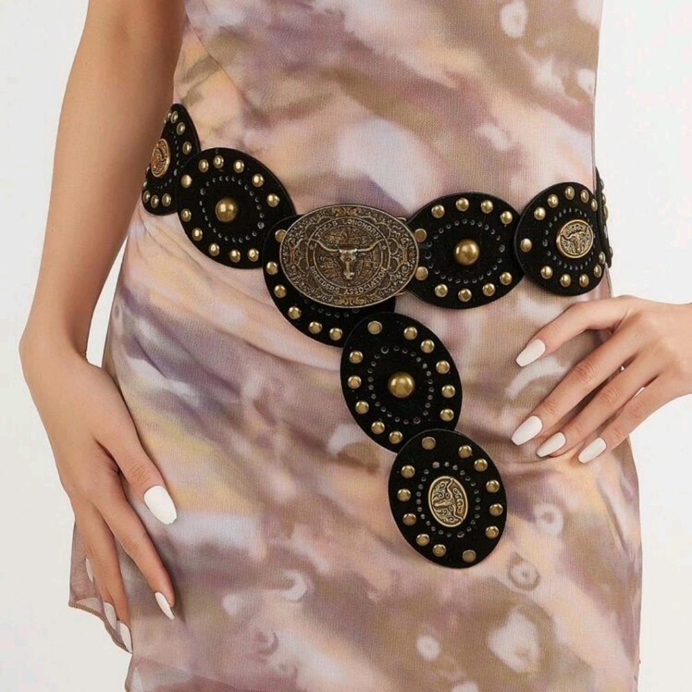 Black and Gold Studded Belt
